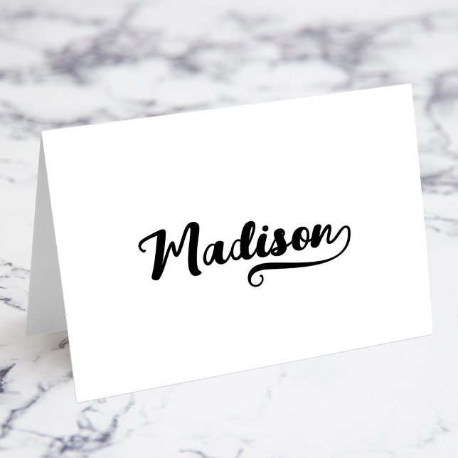 Fet penselskrift N Swash Namnkort Bordsnummer (Bold Brush Script N Swash Name Place Cards)