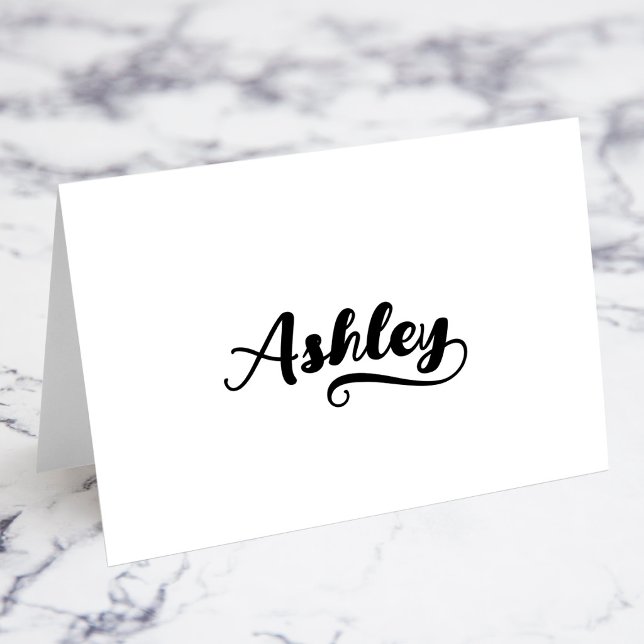 Fet penselskrift Y Swash Namnkort Bordsnummer (Bold Brush Script Y Swash Name Place Cards)