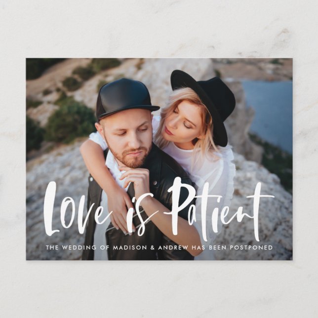 Fet penselskript Kärlek är patientuppskjutning Meddelande Vykort (Framsida)