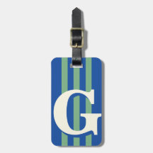 Fet personlig initial, blå och grön rand