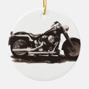 Fet pojkemotorcykel för klassiker julgransprydnad keramik