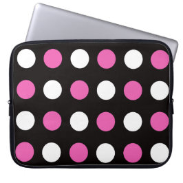 Fet Polka dots Black Rosa White Laptop Sleeve