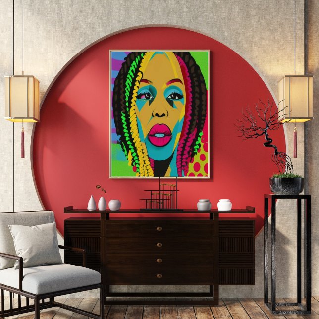 Fet pop Art afrikansk amerikansk kvinna med platse Poster (Skapare uppladdad)