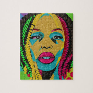Fet pop Art-afrikansk amerikansk kvinna med platse Pussel