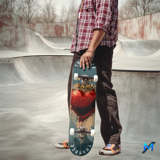 Fet Pop Art-hjärta & serieeffekter, Retro Graffiti Mini Skateboard Bräda 18,5 Cm