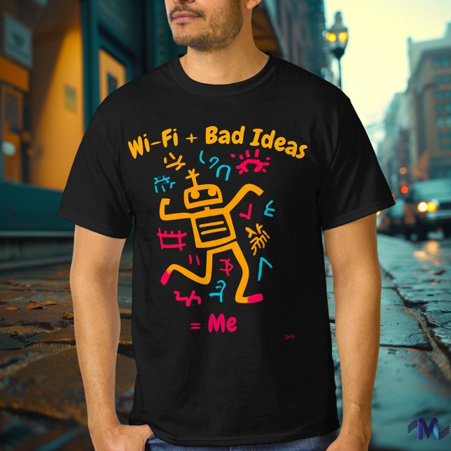 Fet Pop Art Tech Humor Robot T-Shirt (Skapare uppladdad)
