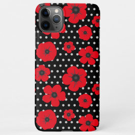 Fet poppies och Polka dots Red Black Contemporary