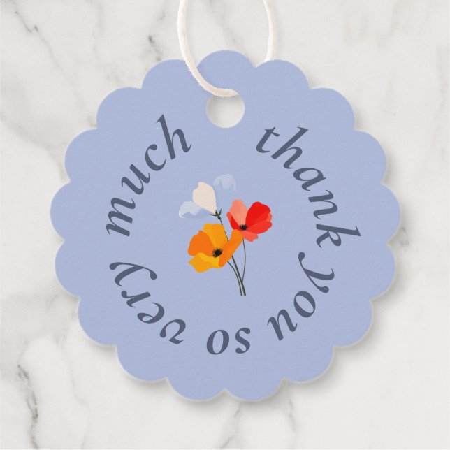 Fet poppy Colorful Tack Gåvor Etiketter (Baksida)