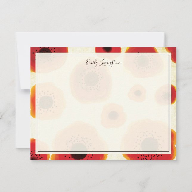 Fet Poppy Flowers Personlig Stationery Anteckningskort (Framsida)