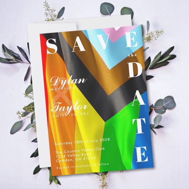 Fet Pride Flag Typografi LGBTQ Spara datumet (Skapare uppladdad)