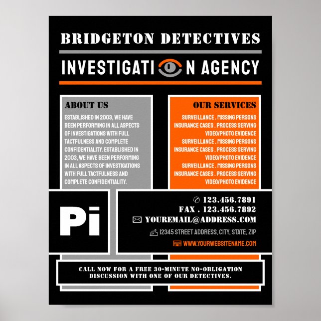 Fet Private Öga, privatdetektiver Poster (Framsidan)