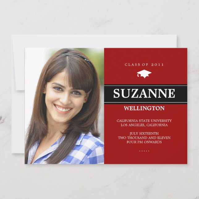 Fet Pub 1-meddelande om foto Studenten Inbjudningar (Framsida)