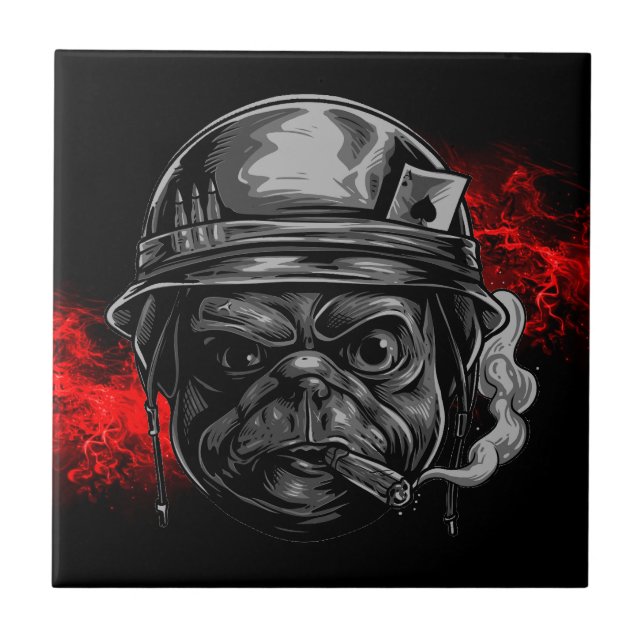 Fet, Quirky och Redo för åtgärd - Coola Pug Hund Kakelplatta (Framsidan)