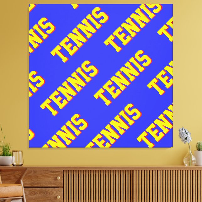 Fet Rädd Gul Lila Upprepa PICKLELBALL Text Canvastryck (Insitu (Vardagsrum))