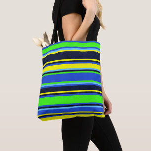 Fet Rand i bläddra, blå och Gult, tote Bag Tygkasse