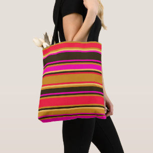 Fet Rand i Guld, rött och Magenta Tote Bag Tygkasse