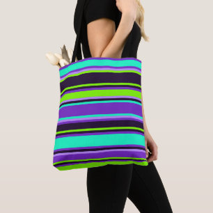 Fet Rand i Lila, Aqua & Chartreuse Tote Bag Tygkasse
