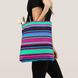 Fet Rand i Magenta, Aqua och Blue Tote Bag Tygkasse