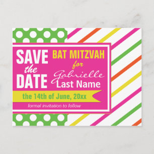 Fet Rand och Polka dots Bat mitzvah Meddelande Vykort