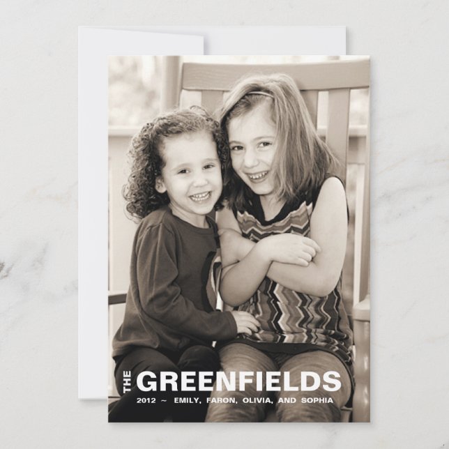 Fet Red and White Photo Helgdag Card Julkort (Framsida)