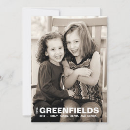 Fet Red and White Photo Helgdag Card Julkort