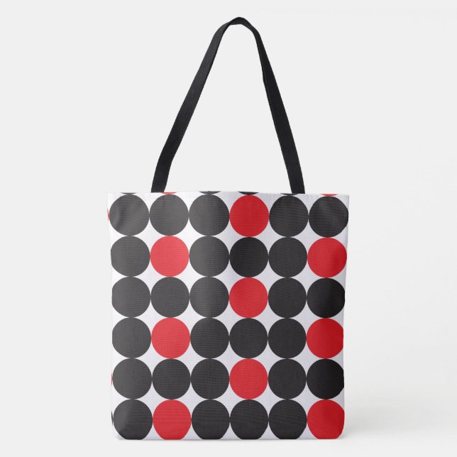 Fet Red Black Dots Geometric Mönster Tygkasse (Framsida)