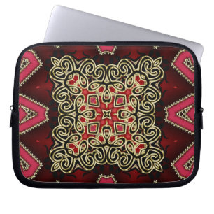 Fet Red Black Guld Geometric Celtic Laptop Fodral