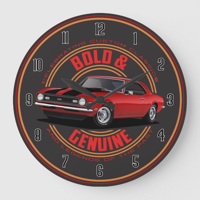 Fet Red Camaro Large Clock Stor Klocka (Framsida)