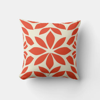 Fet Red Geometric Blommigt Cushion Kudde