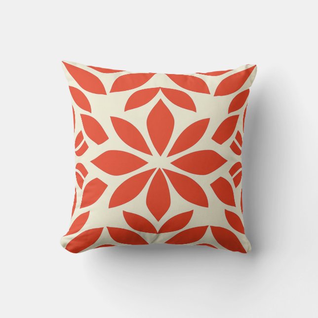 Fet Red Geometric Blommigt Cushion Kudde (Framsida)