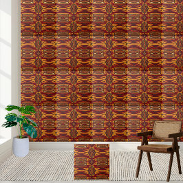 Fet Red & Guld African Print Tile Kakelplatta