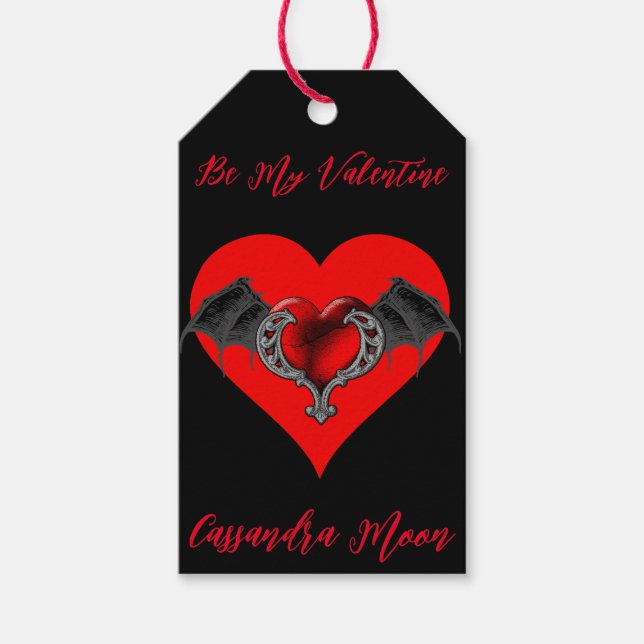 Fet Red Heart Valentines Personlig Presentetikett (Framsidan)