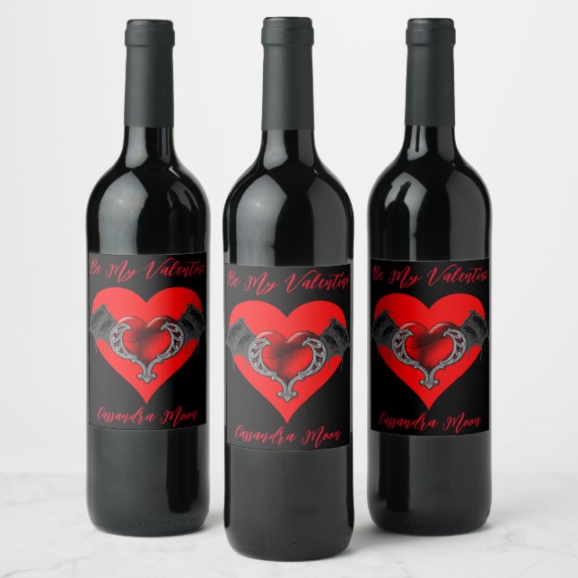 Fet Red Heart Valentines Personlig Vinflaska Etikett (Flaskor)