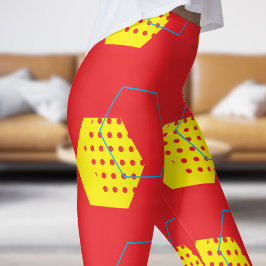 Fet Red Honungsskörde Mönster Leggings
