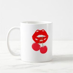 Fet Red Läppar och Cherry Bita Mugg