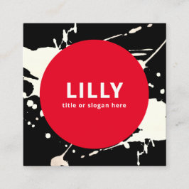 Fet Red Modern Payed Abstrakt Fyrkantigt Visitkort