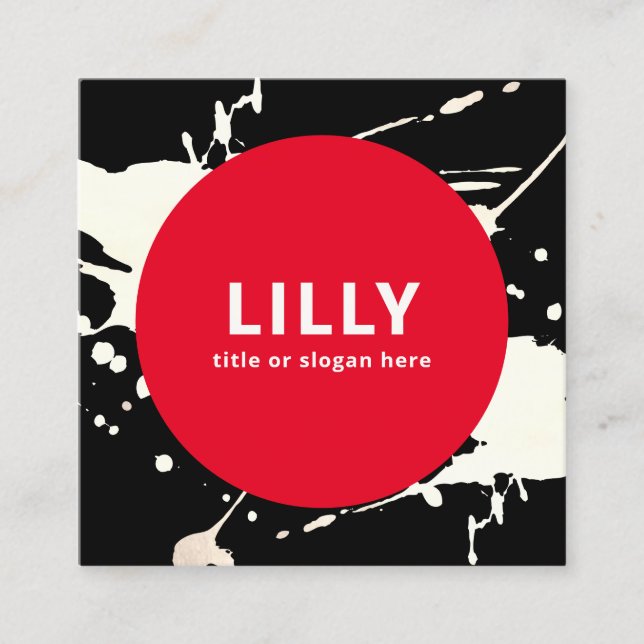 Fet Red Modern Payed Abstrakt Fyrkantigt Visitkort (Framsida)