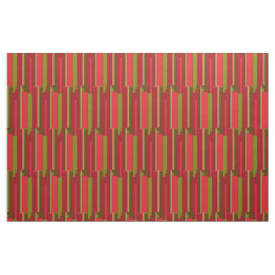 Fet Red och Grönt Rand Fabric Tyg