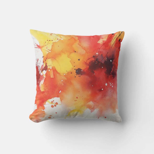 Fet Red och Gult Stänk Pillow Kudde (Framsida)