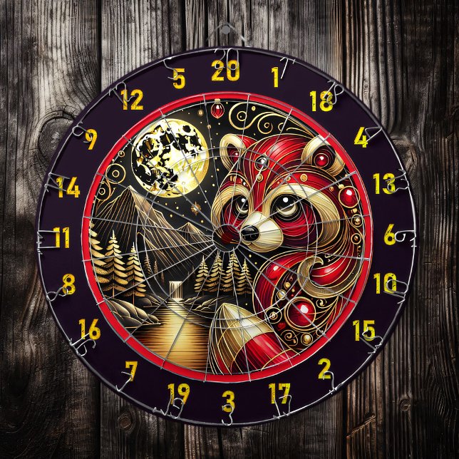 Fet Red Raccoon belyser Rustic Charm Darttavla (Skapare uppladdad)