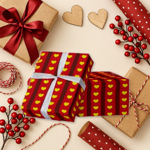 Fet Red Rand Gult Heart Romantic Presentpapper