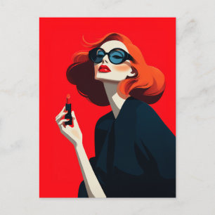 Fet Red Retro Glamor Vykort