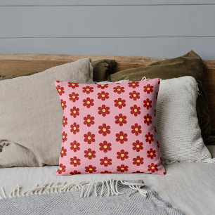 Fet Red & Rosa Flower Bohemian Tropical Whimsical Kudde