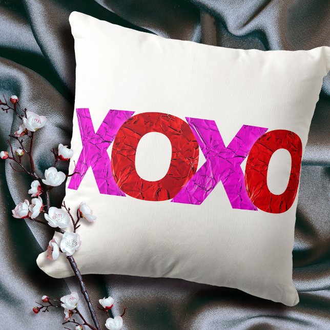 Fet Red Rosa XOXO Graphic Valentine Day Modern Kudde (Skapare uppladdad)