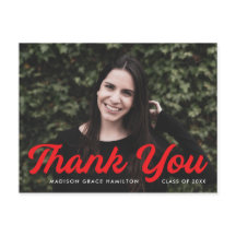 Fet Red Script Photo Studenten Tack