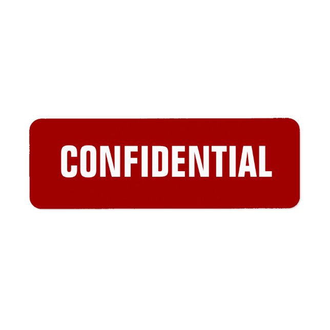 Fet Red Small Confidential Stickers Returadress Etikett (Framsidan)