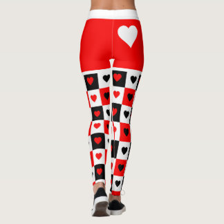 Fet Red, Vit, Svart Hearter, Trendig XOXO Leggings