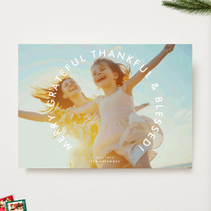 FET religiösa MERRY GRATEFUL THANKFUL & BLESSEED Julkort