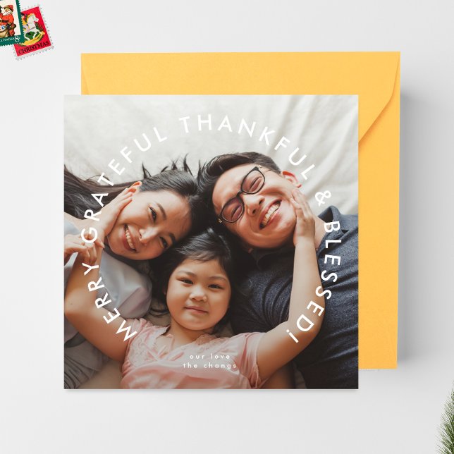 FET religiösa MERRY GRATEFUL THANKFUL & BLESSEED Julkort (Skapare uppladdad)