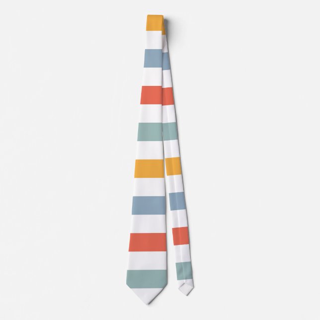 Fet Retro 70-tals Horisontella Ränder Orange Teal  Slips (Framsida)